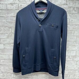 THOMAS Parker Henley sweater men’s medium‎ navy blue 100% cotton